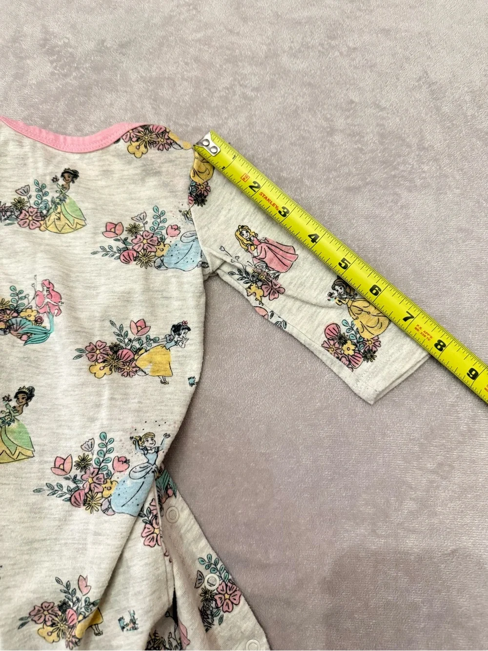 Disney Princess Baby Girl Romper 0-3 Months Floral Long Sleeve Snap One Piece